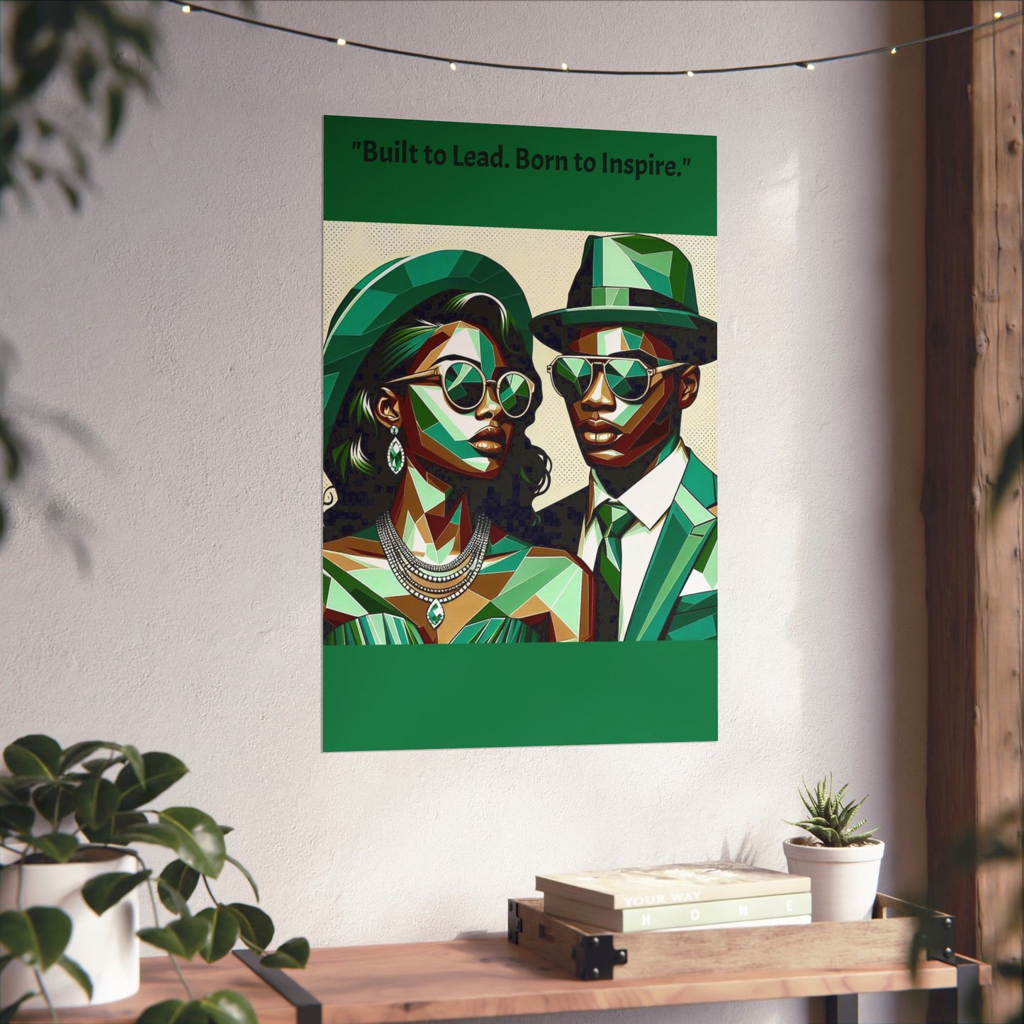 Afro Art Poster - Elegant Matte Vertical Wall Decor - "Built to Lead. Born to Inspire."