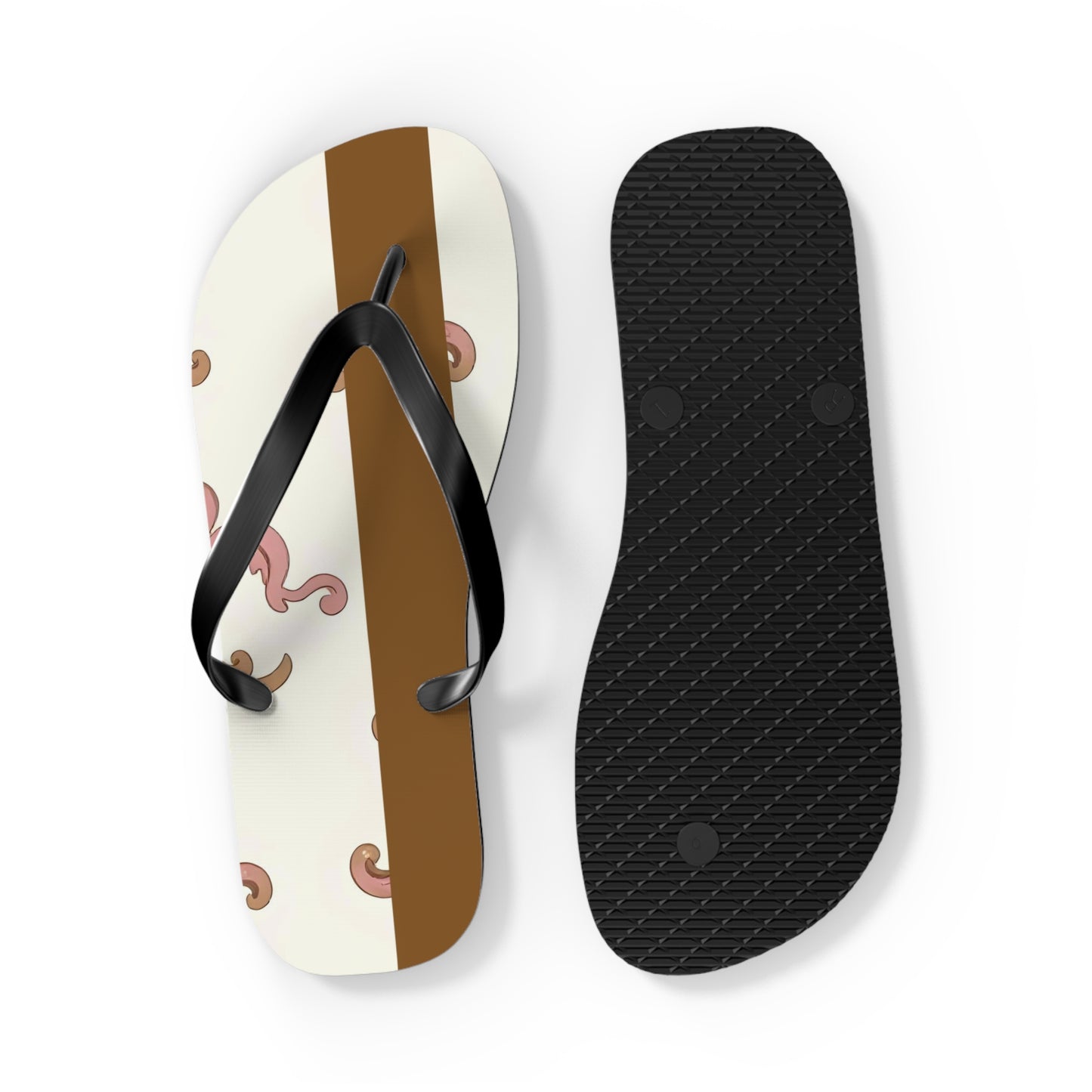 Stylish Flip Flops - Summer Footwear, Beach Ready, Vacation Essentials, Casual Sandals, Gift for Her - Brown Striped Pink Arabesque