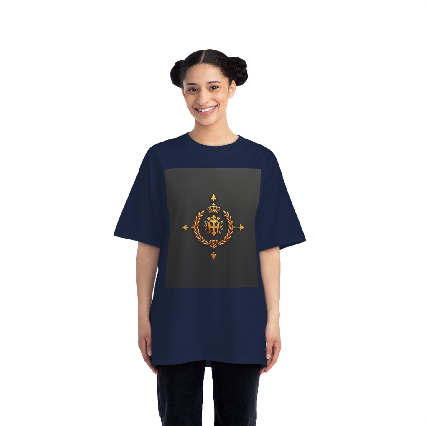 Stylish Gold Emblem T-Shirt, Casual Tee, Unique Gift, Everyday Wear, Graphic Shirt, Fashion Statement - Gold Crest
