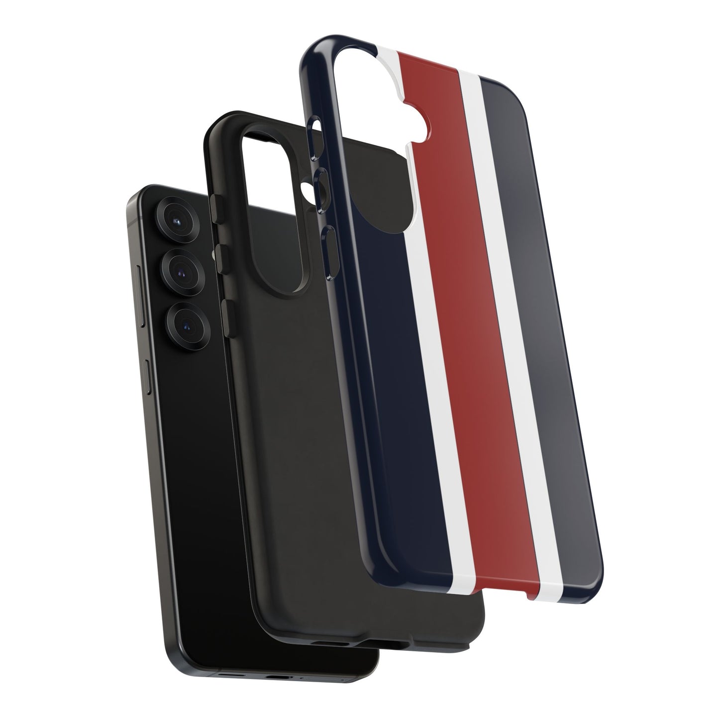Lunar Midnight & Red-White Striped Stylish Phone Case - Tough Cases, Custom iPhone Cover, Sleek Phone Accessories, Gifts for Him/Her