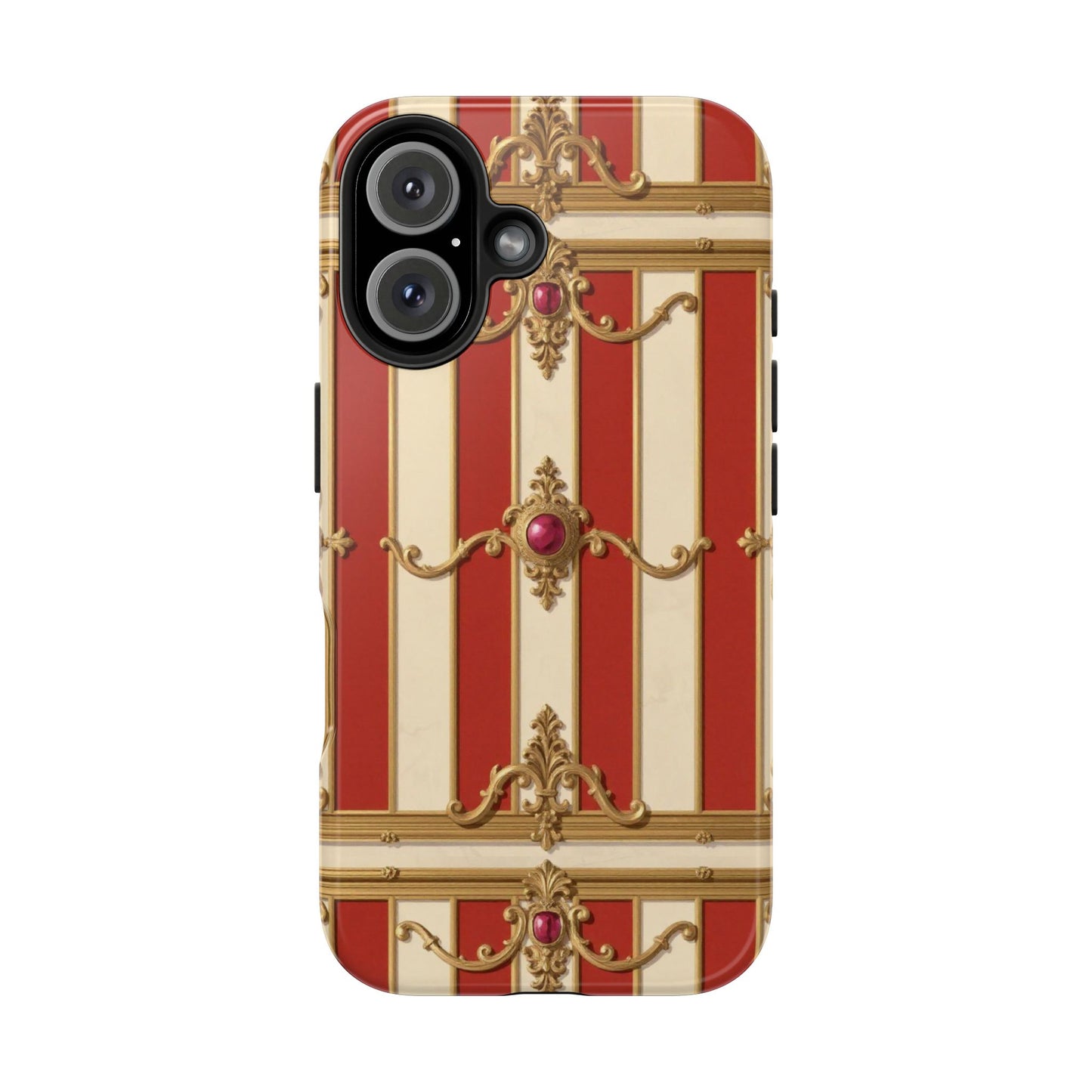 Elegant Alabaster & Dusk Orange Striped Baroque Tough Phone Case - Stylish Protection for Your Device