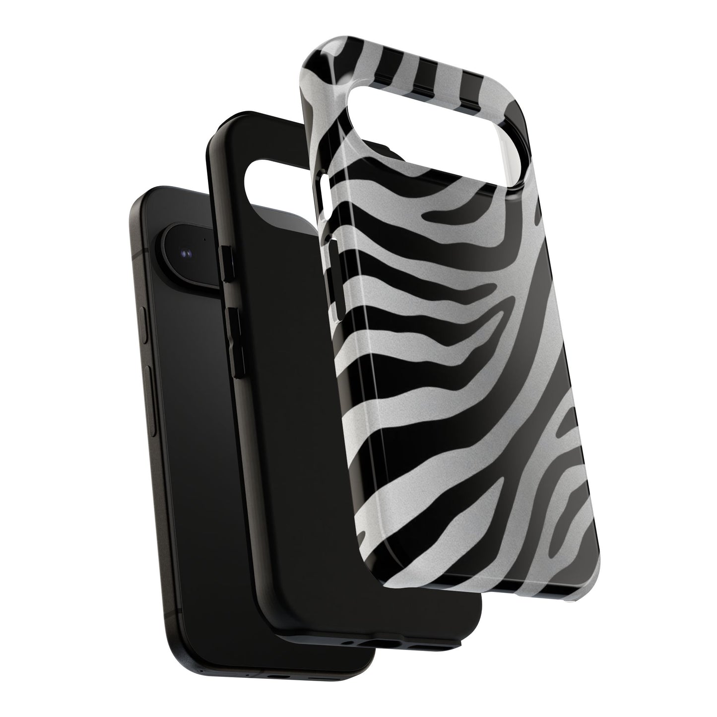 Zebra Print Tough Phone Case - Silver