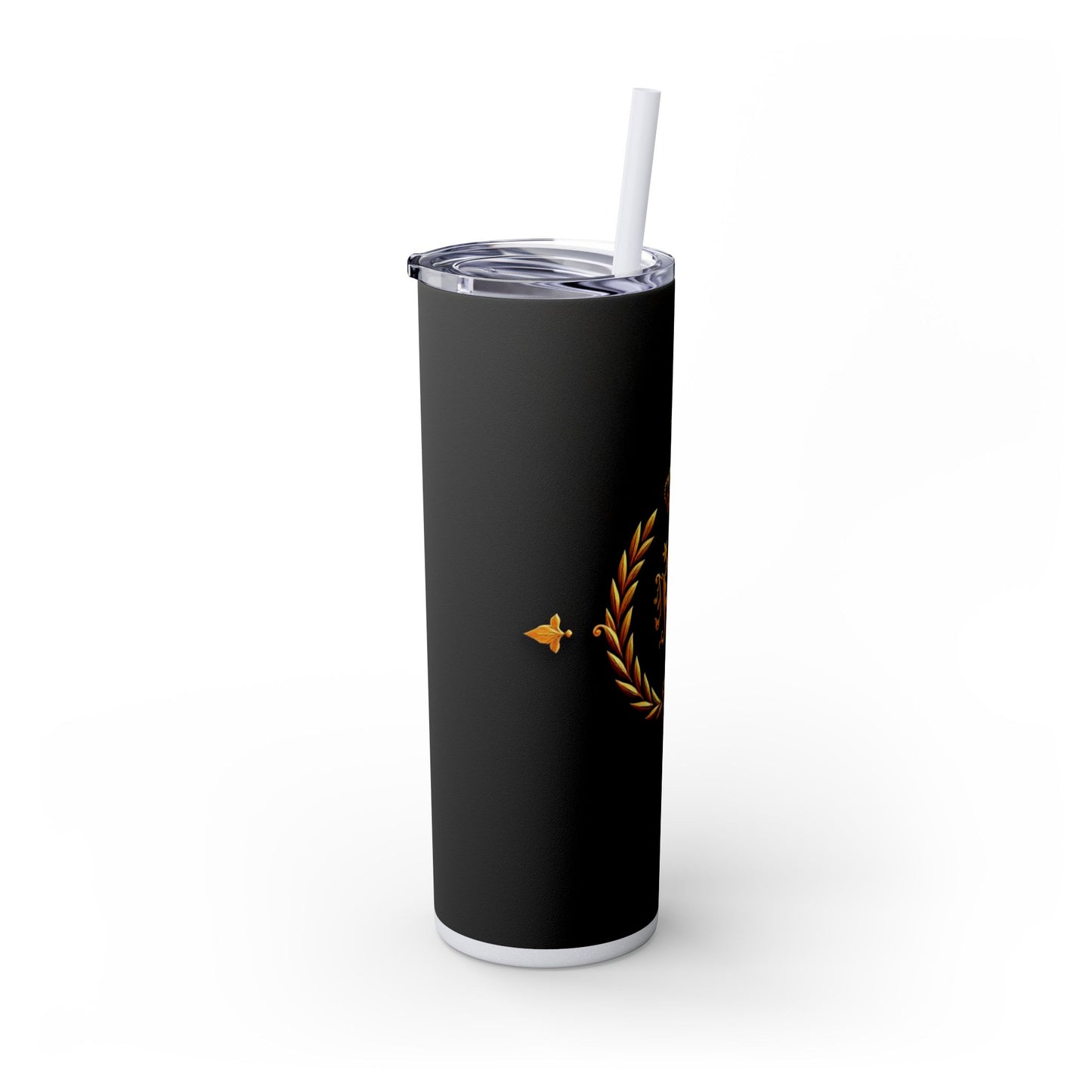 Elegant Gold Crown Skinny Tumbler with Straw, 20oz - Stylish Drinkware for Every Occasion, Royal Inspired, Ideal Gift for Her - Gold Crest