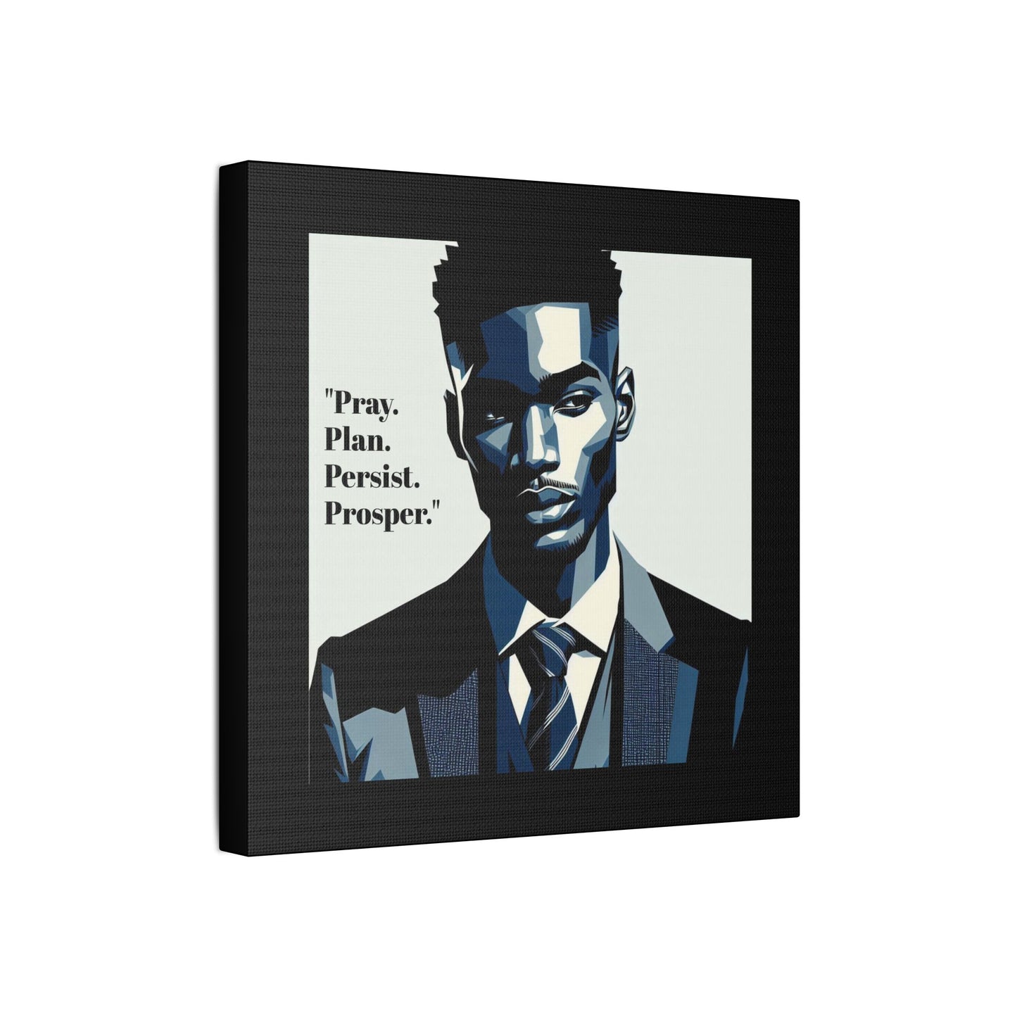 Afro Art Print Canvas, Wall Decor, Satin Stretched Canvas, African American Art, Office Decor, Home Decor - "Pray. Plan. Persist. Prosper."