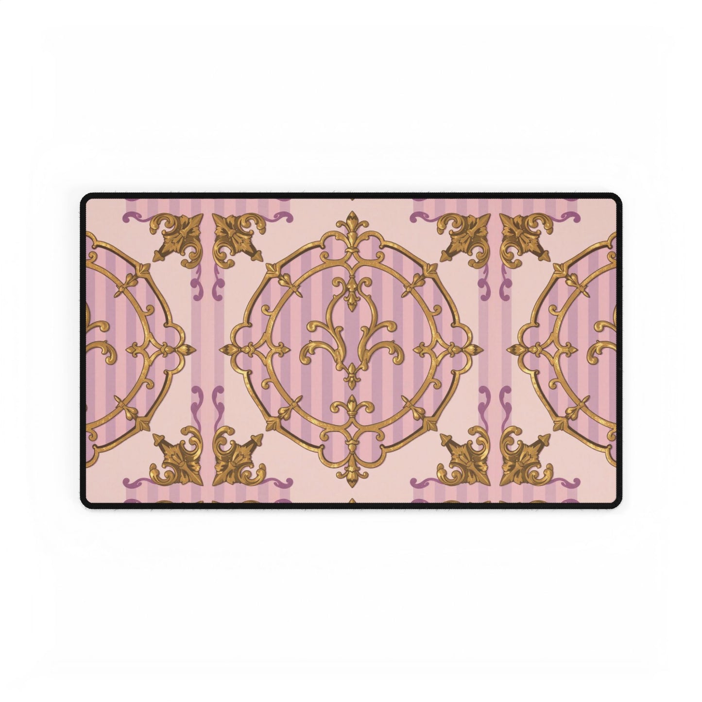 Chic Lavender & Alabaster Striped Gold Baroque Decorative Desk Mats | Elegant Office Decor, Stylish Desk Accessories, Gift for Home Office