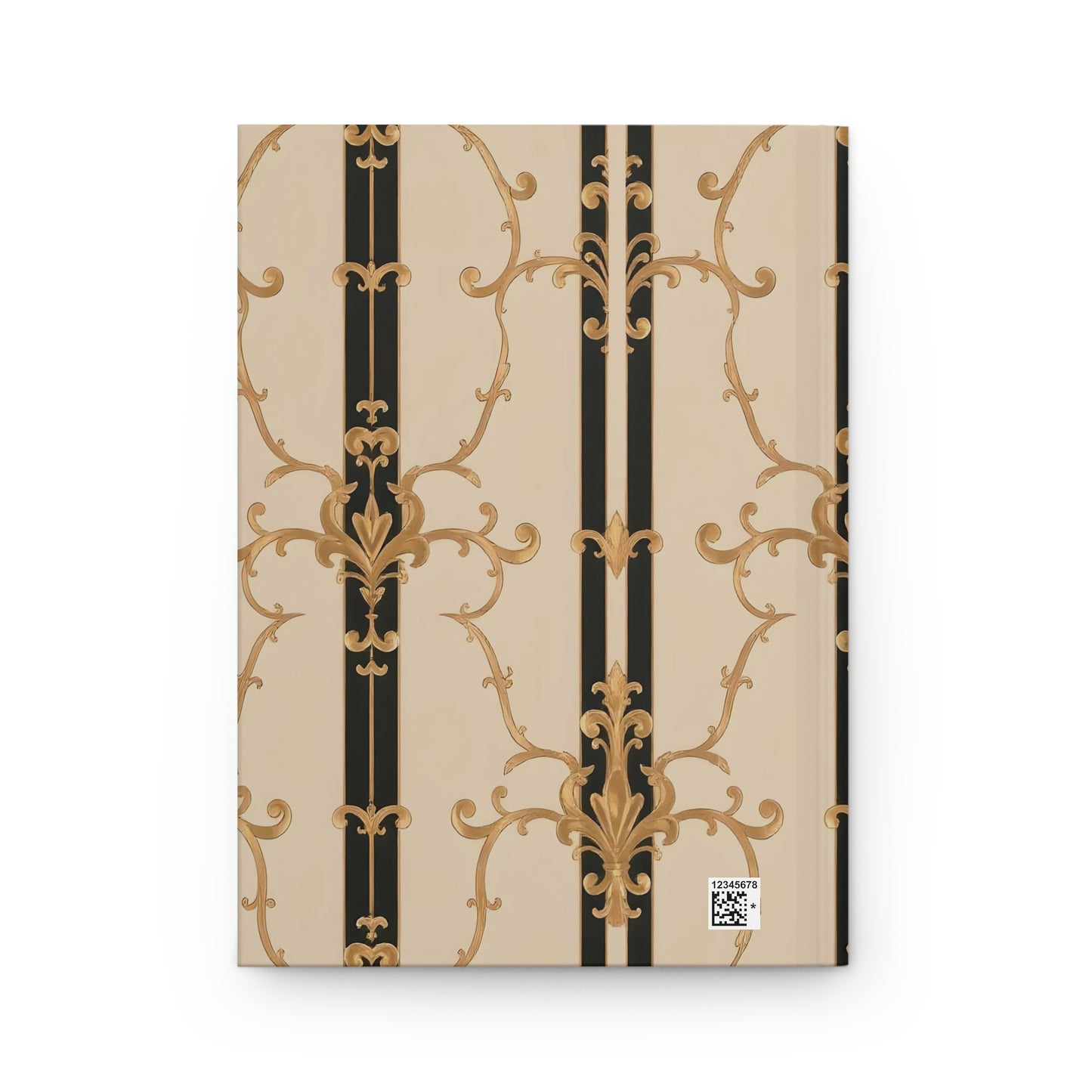 Elegant Floral Hardcover Journal - Vintage Inspired Notebook, Writing Journal, Gift for Writers, Diary - Black & Beige Striped Damask