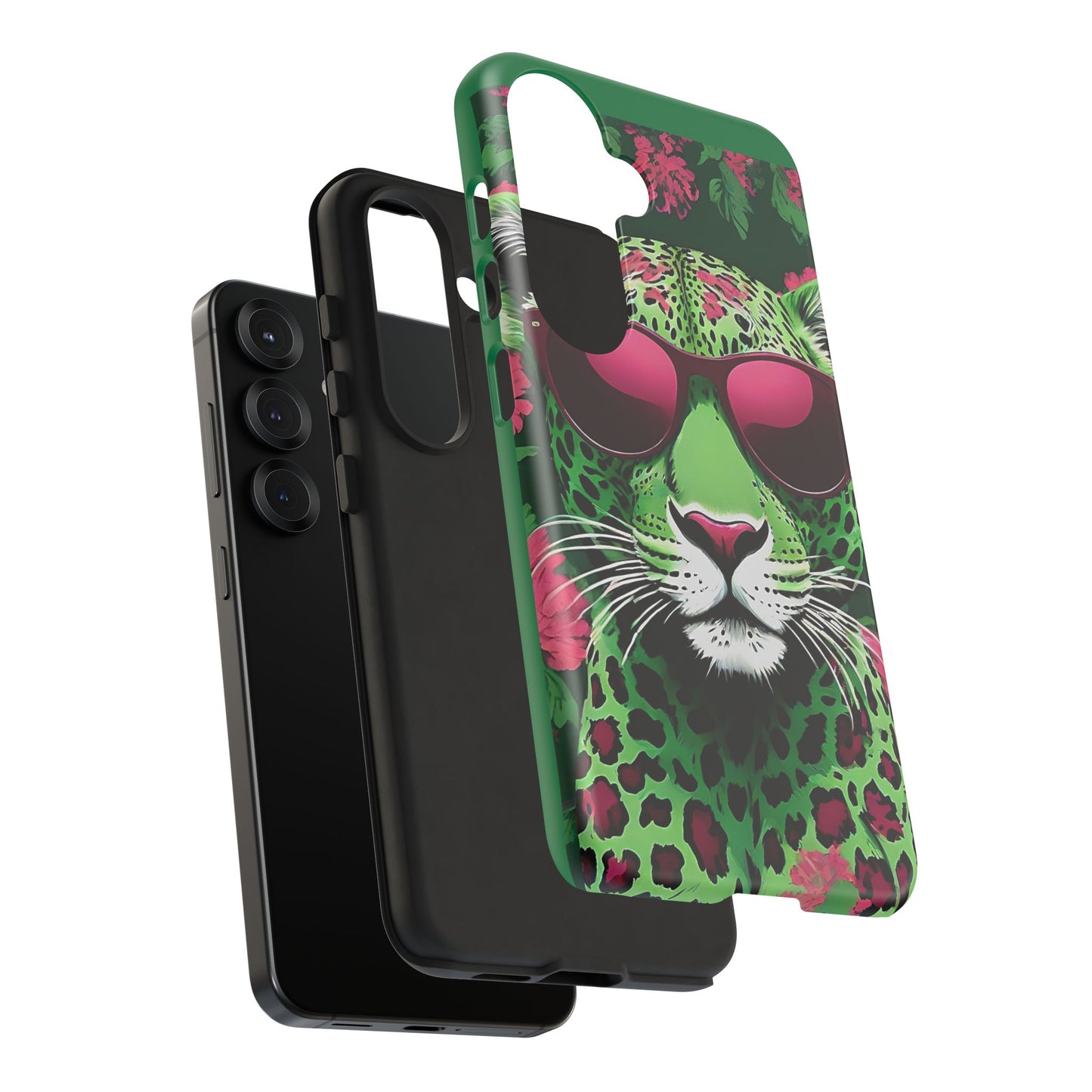 Phone Case - Lime Green & Burgundy Leopard In Sunglasses Design