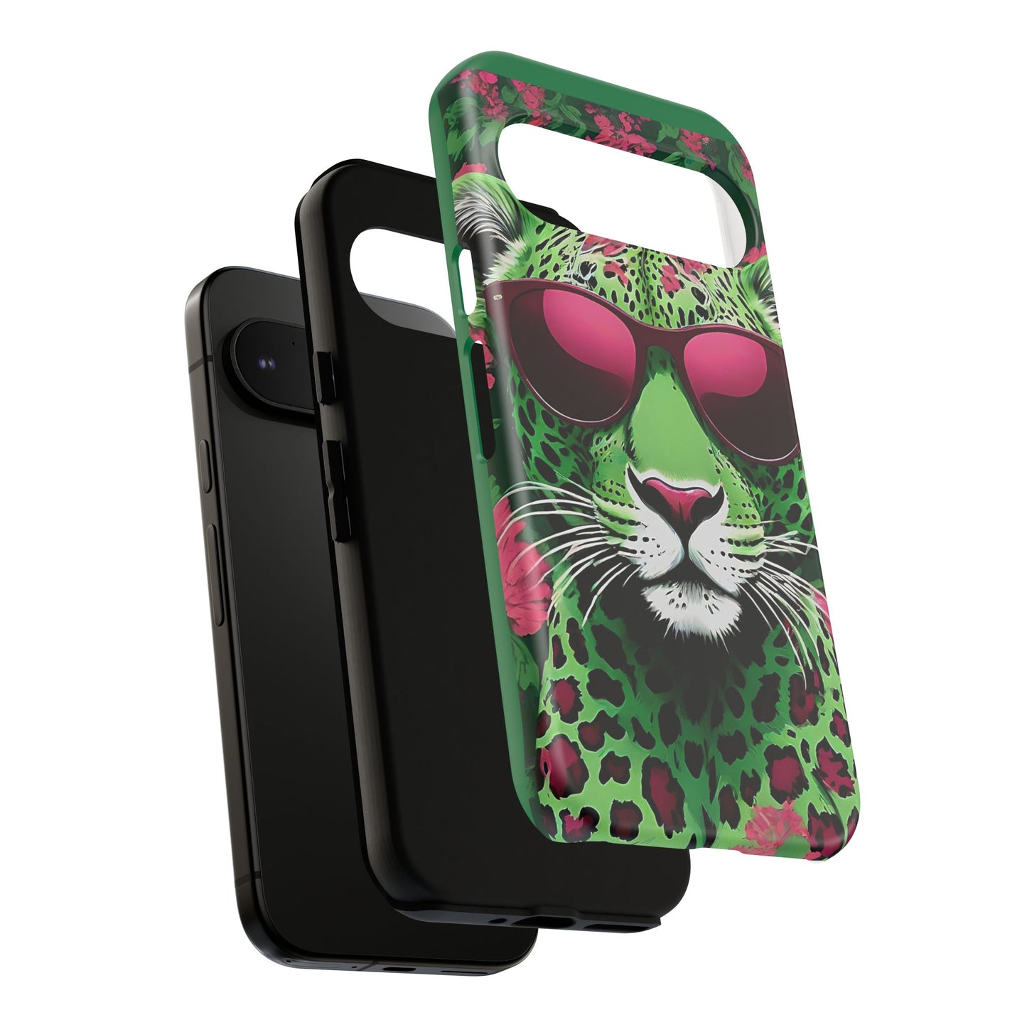 Phone Case - Lime Green & Burgundy Leopard In Sunglasses Design