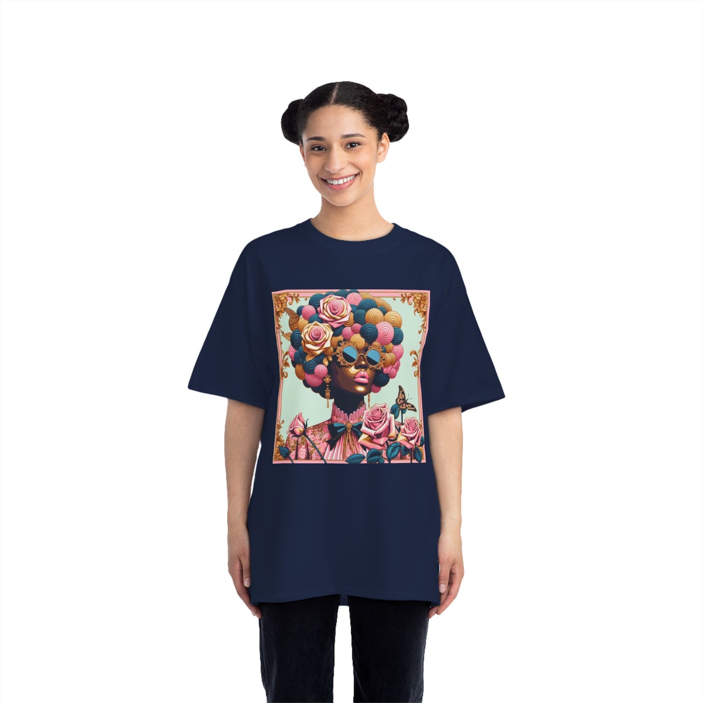Vibrant Art Tee - Short-Sleeve T-Shirt with Colorful Floral Design, Art Lovers Gift, Trendy Summer Fashion - Lady In Pink Baroque