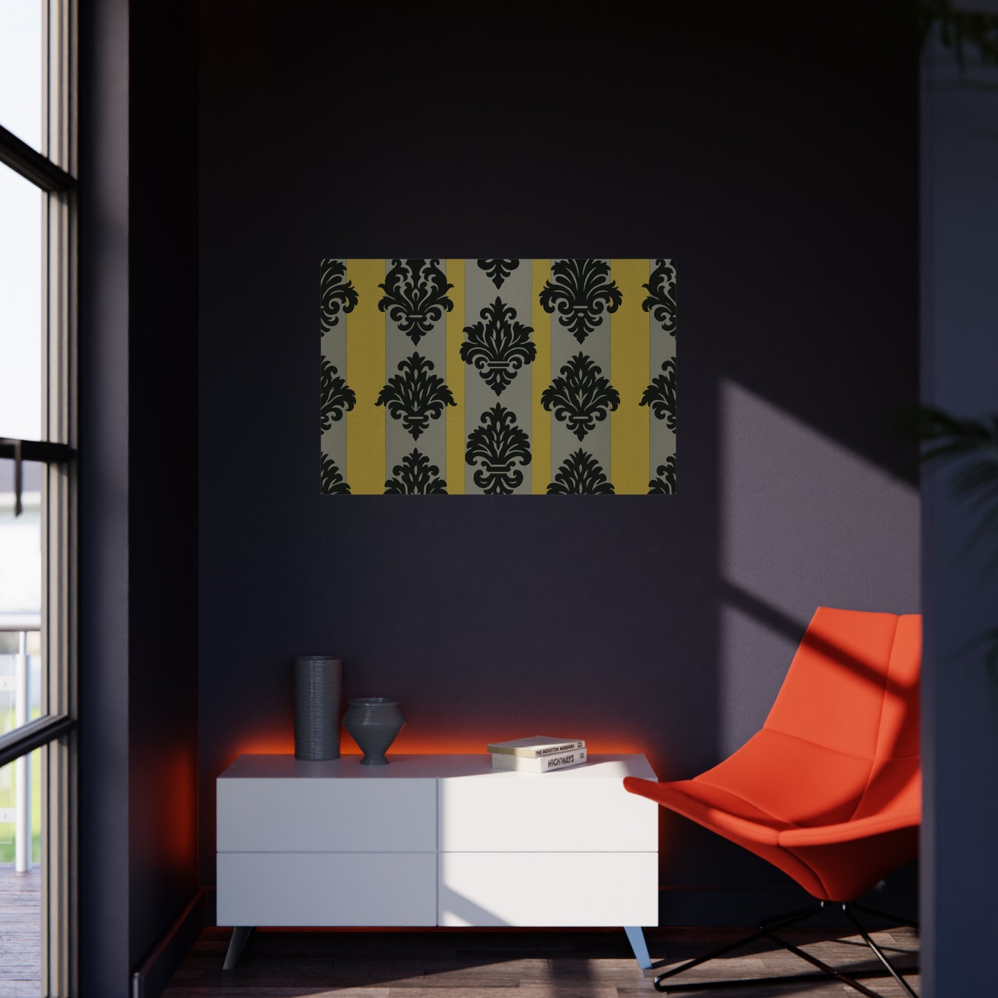 Stylish Foam Board, Elegant Decor Display, Home Office Organization, Craft Projects, Wedding Decor - Silver & Gold Striped Black Baroque
