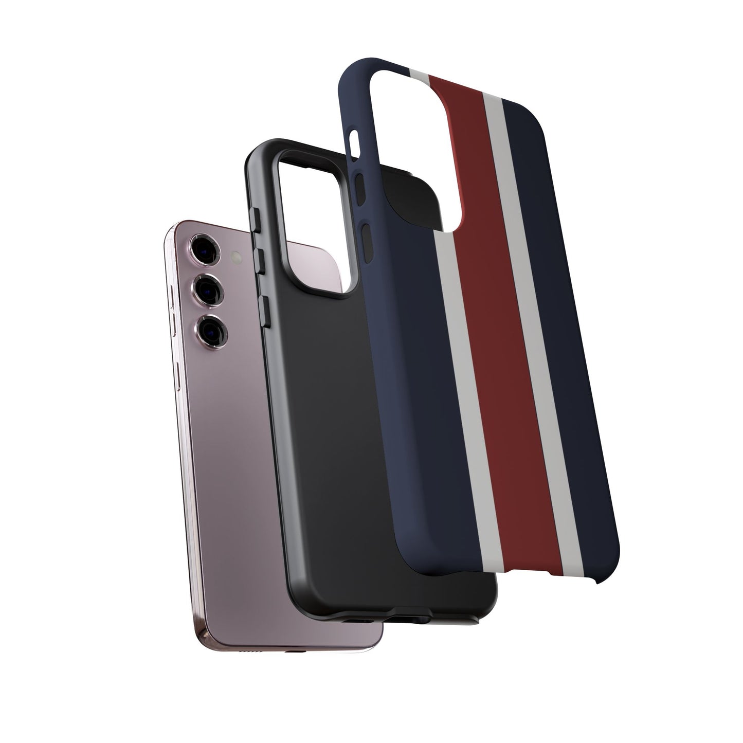 Lunar Midnight & Red-White Striped Stylish Phone Case - Tough Cases, Custom iPhone Cover, Sleek Phone Accessories, Gifts for Him/Her