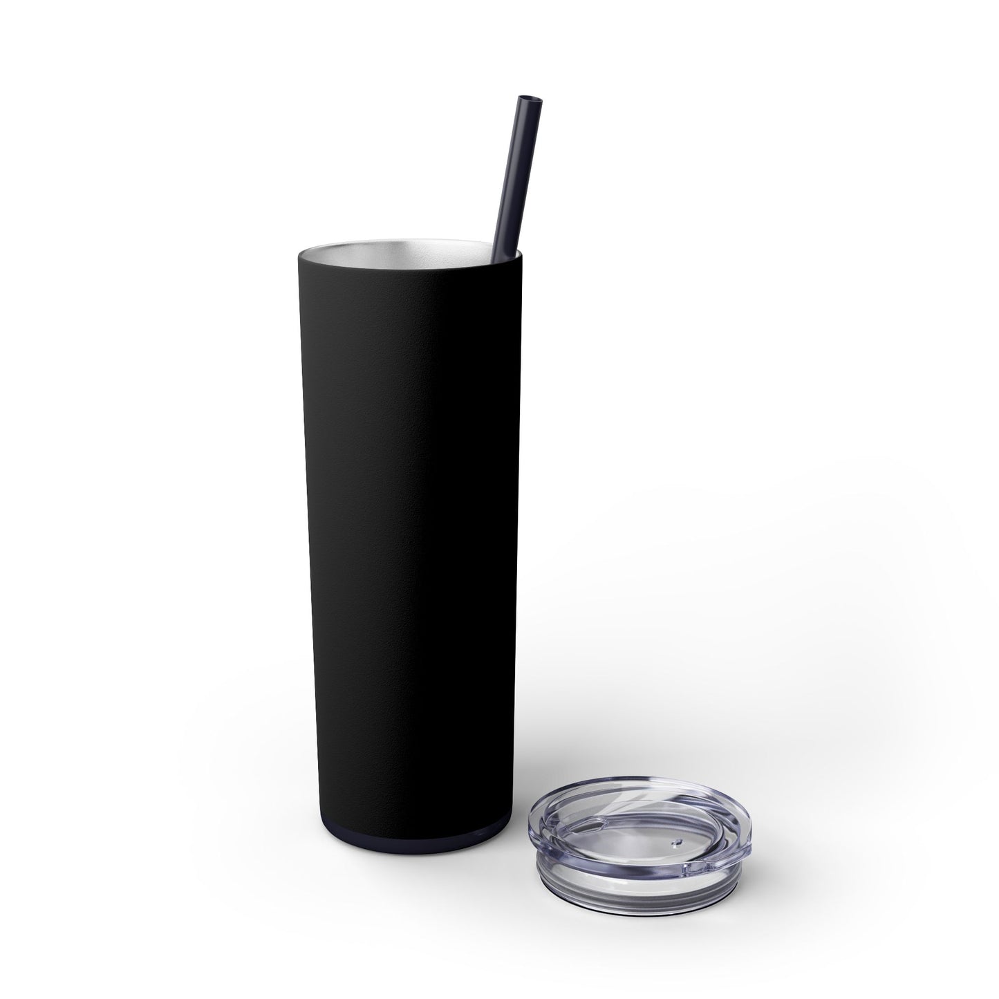 Stylish Black Skinny Tumbler with Straw, 20oz - Perfect for Coffee, Juice, and Smoothies, Ideal Gift for Any Occasion