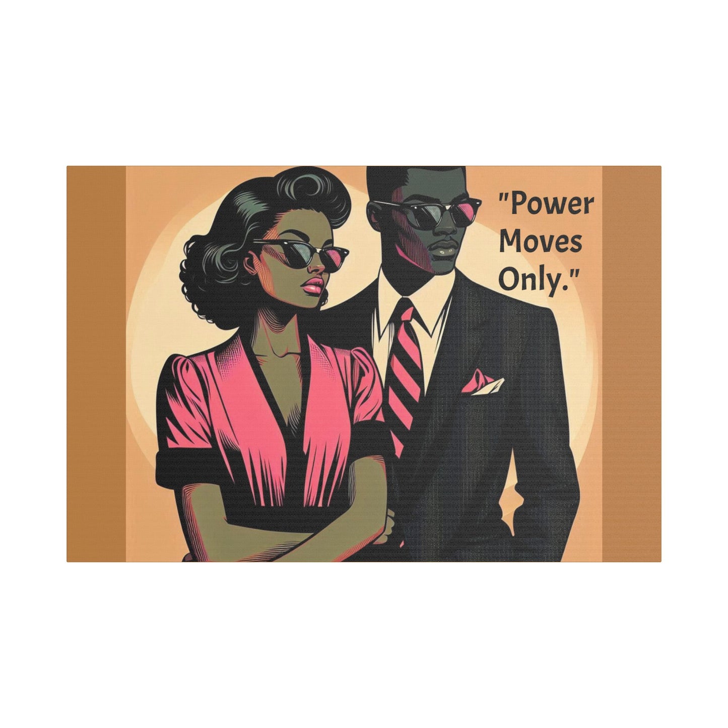 Afro Art Print Canvas, Wall Decor, Satin Stretched Canvas, African American Art, Office Decor, Home Decor - "Power Moves Only."