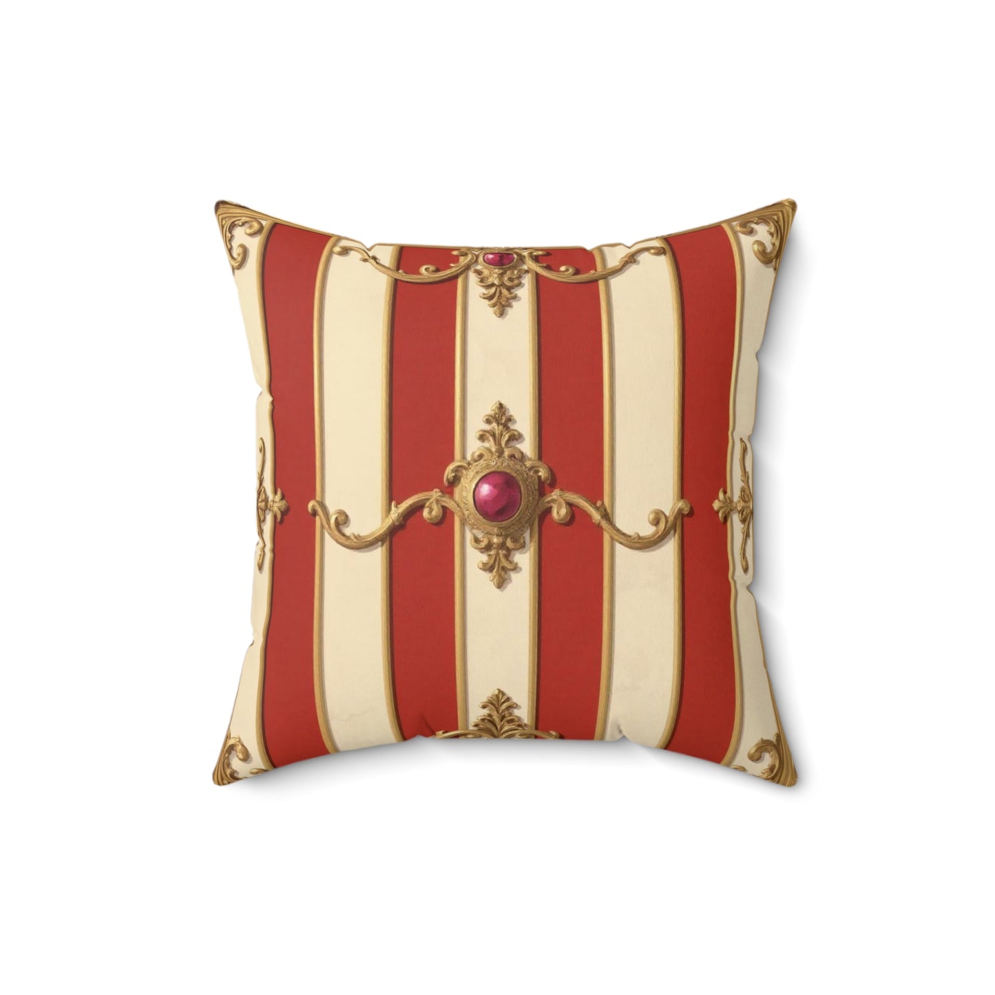 Elegant Faux Suede Throw Pillow – Regal Striped Design for Living Room Decor - Alabaster & Dusk Orange Striped Baroque