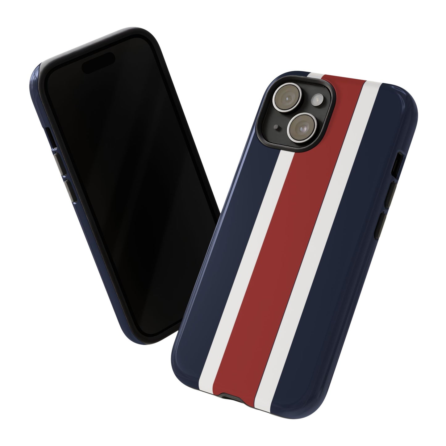 Lunar Midnight & Red-White Striped Stylish Phone Case - Tough Cases, Custom iPhone Cover, Sleek Phone Accessories, Gifts for Him/Her