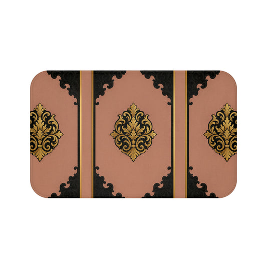 Mauve & Black-Gold Baroque Elegant Vintage Bath Mat | Luxurious Home Decor | Soft and Stylish Rug for Bathroom, Gift for Housewarming, Holiday