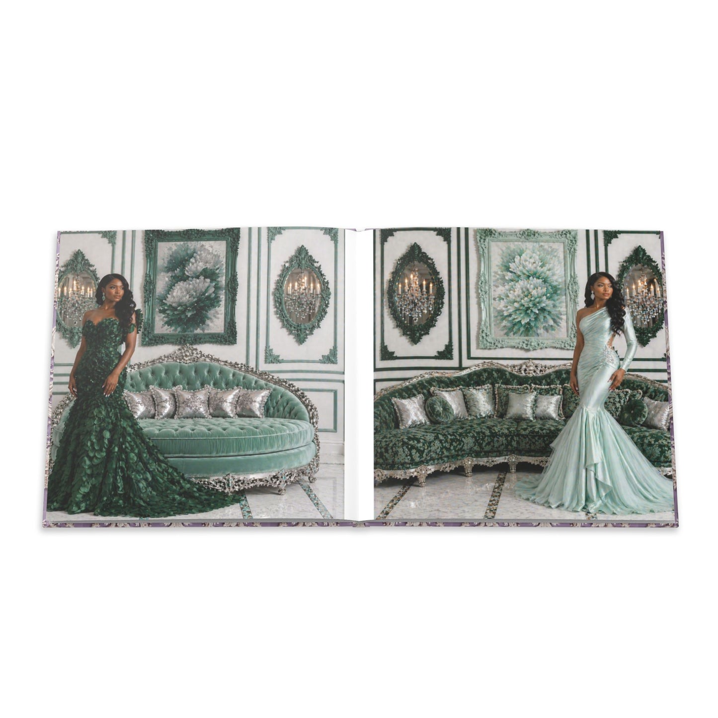 High Fashion Photos Featuring Ball Gowns - Lavender Rococo Hardcover Photo Book — Elegant Vintage-Style Keepsake