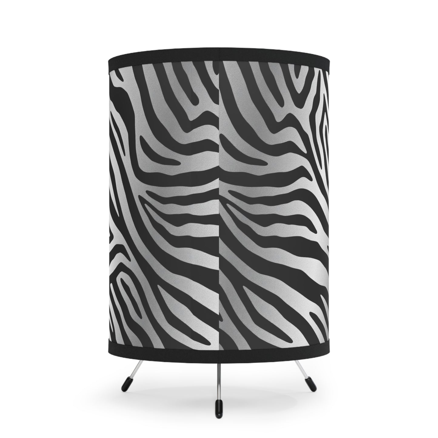 Zebra Print Tripod Lamp - Modern Home Decor with High-Res Shades - Silver/Green Stripe