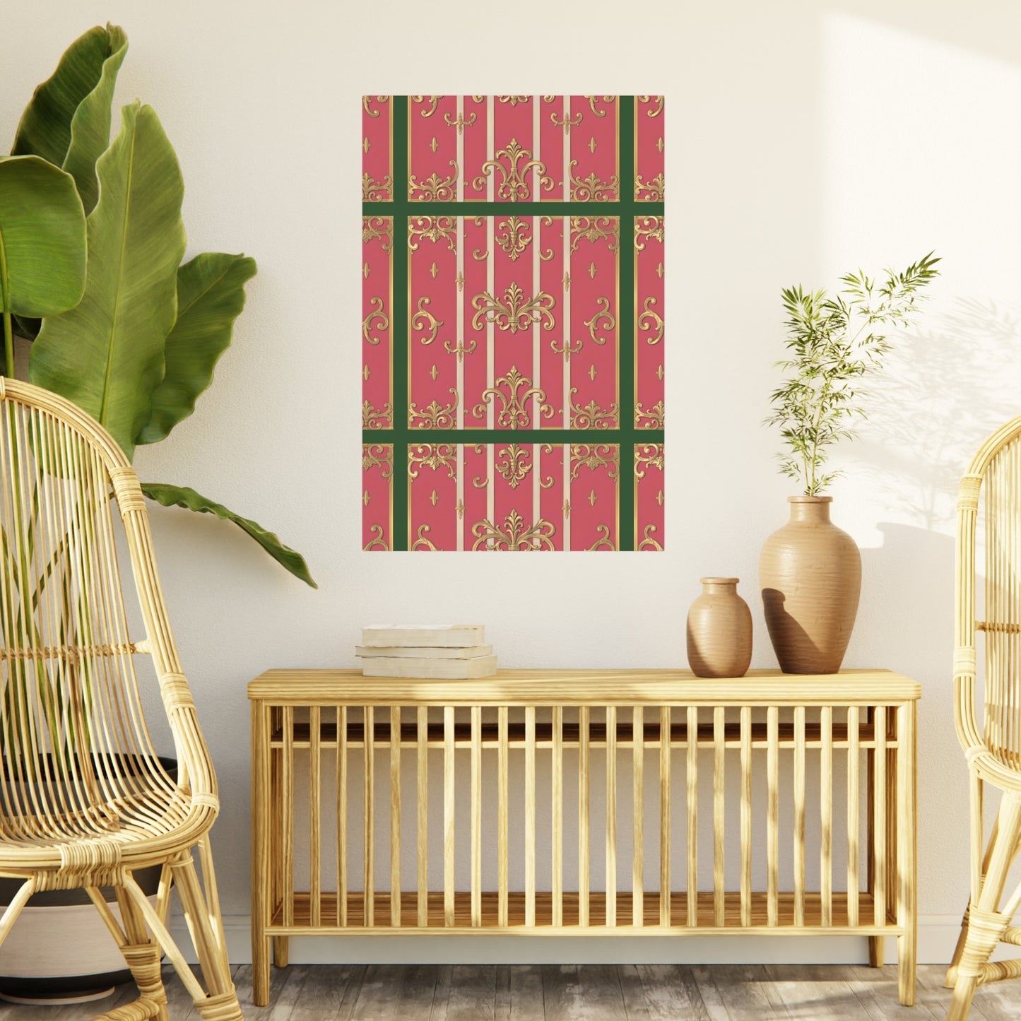 Elegant Green Border Pink & Gold Foam Board Decor - Party Backdrop, Art Display, Home Decor, Event Decoration, Wall Art