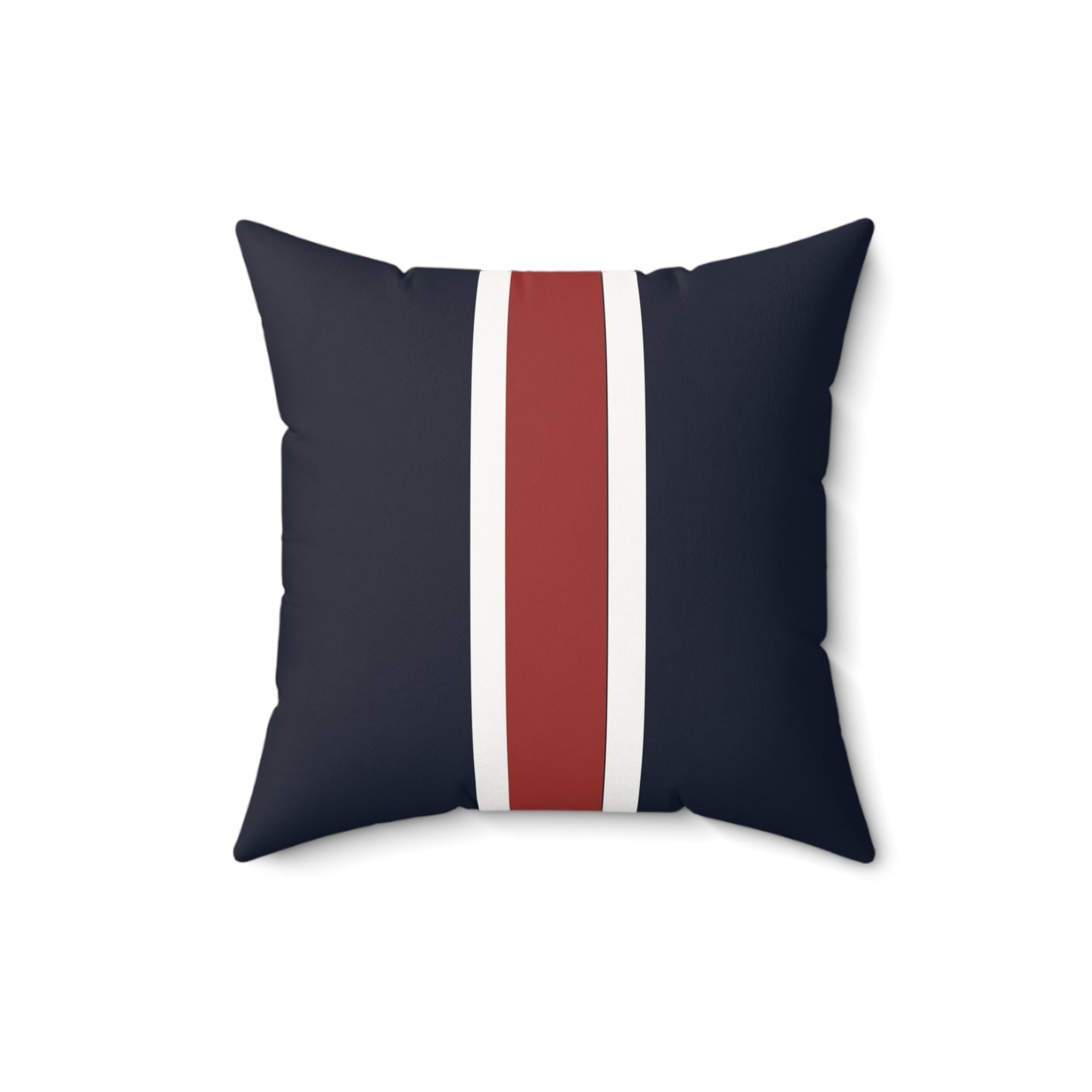 Lunar Midnight & Red-White Striped Faux Suede Square Pillow | Coastal Home Decor, Modern Cushion, Living Room Accent, Gift for Homeowners