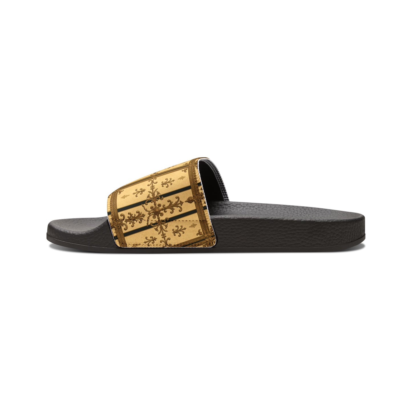 Stylish Removable-Strap Sandals for Women, Casual Beach Footwear, Travel Sandals, Summer Essential - Matte Yellow Striped Antique Rococo