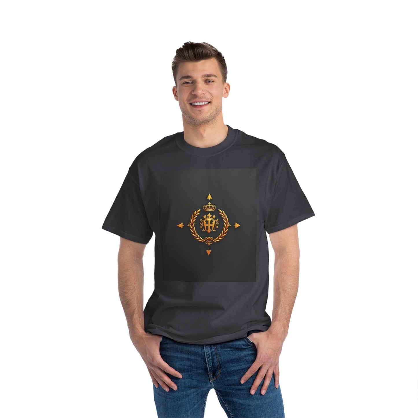 Stylish Gold Emblem T-Shirt, Casual Tee, Unique Gift, Everyday Wear, Graphic Shirt, Fashion Statement - Gold Crest