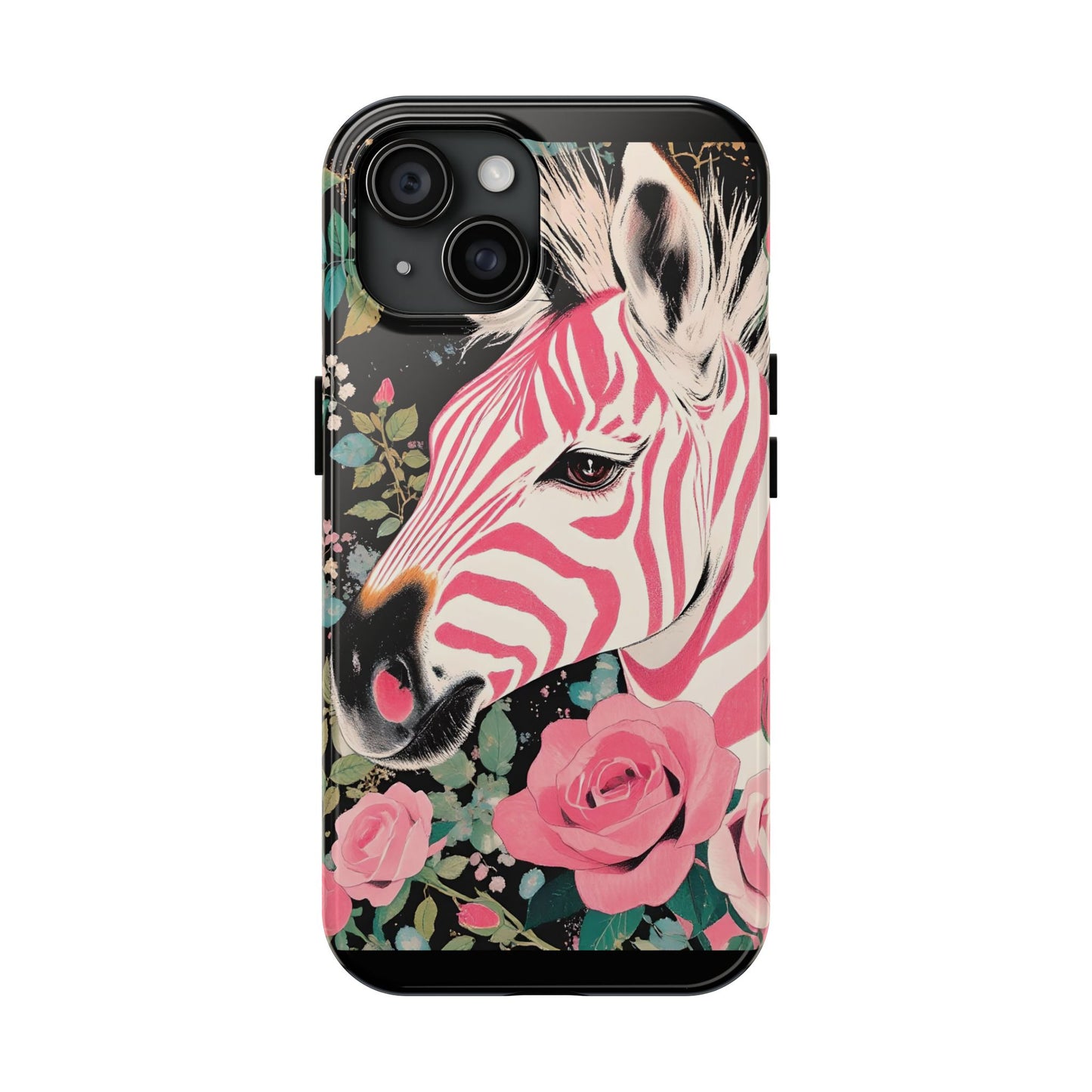 Pink Zebra Tough Phone Case - Trendy Floral Design for Animal Lovers