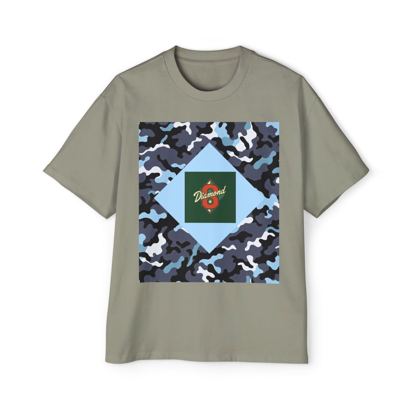 Men's Oversized Camo Tee, Casual Streetwear, Graphic T-Shirt, Trendy Outfit, Gift for Him, Relaxed Fit Top - Camo & Diamond 8