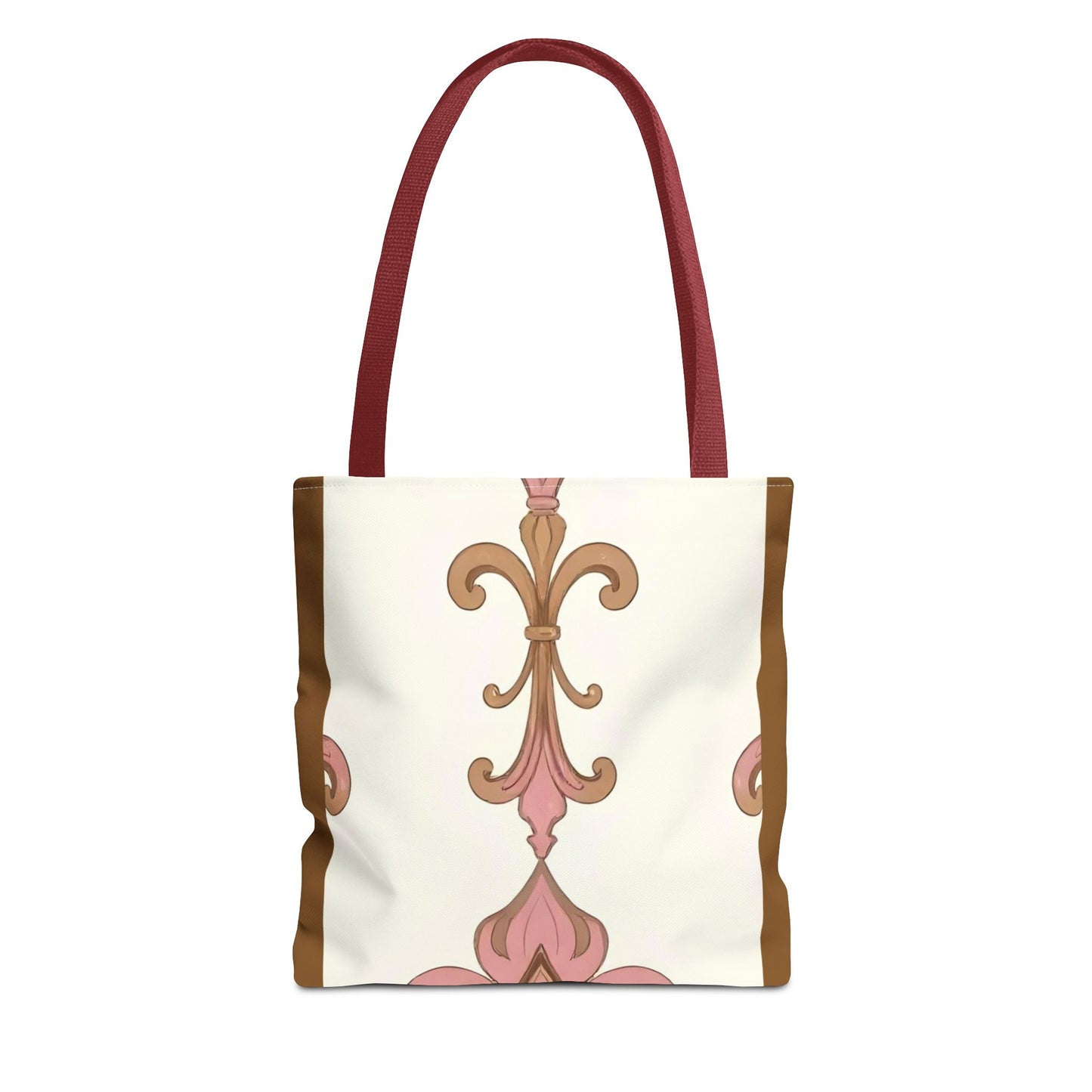Elegant Floral Tote Bag - Perfect for Everyday Use, Shopping, Gifts, Summer Outings, and Special Occasions - Brown Striped Pink Arabesque