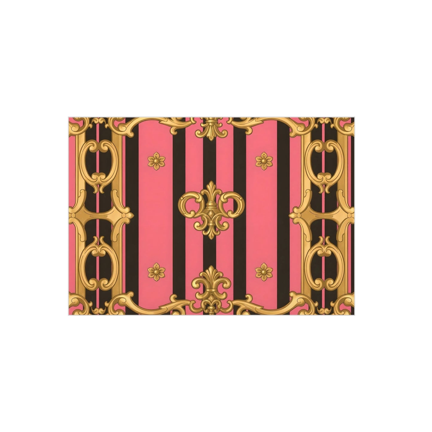 Elegant Decorative Foam Board - Chic Wall Decor, Glam Home Art, Stylish Backdrop, Gift for Her - Pink & Black Striped Gold Baroque