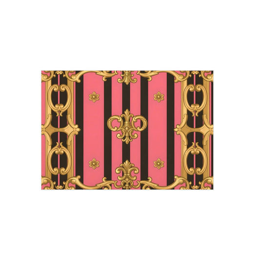 Elegant Decorative Foam Board - Chic Wall Decor, Glam Home Art, Stylish Backdrop, Gift for Her - Pink & Black Striped Gold Baroque