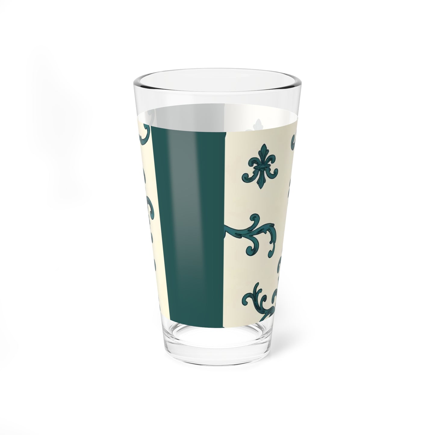 Mixing Glass, 16oz - Teal Striped Rococo