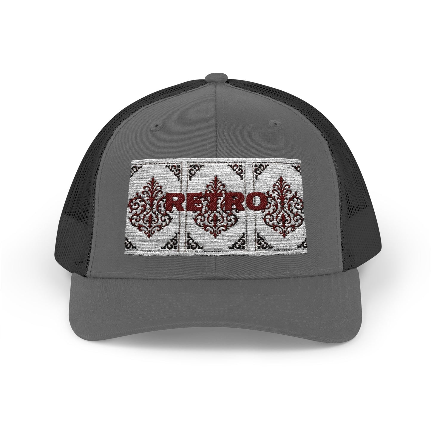Retro Baroque Trucker Cap — Almond Beige & Brown Snapback