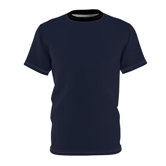Lunar Midnight Stylish (Black Collar) Unisex AOP Cut & Sew Tee, Casual Wear, Graphic Shirt for Every Occasion, Perfect Gift, Holiday Apparel, Streetwear Fashion