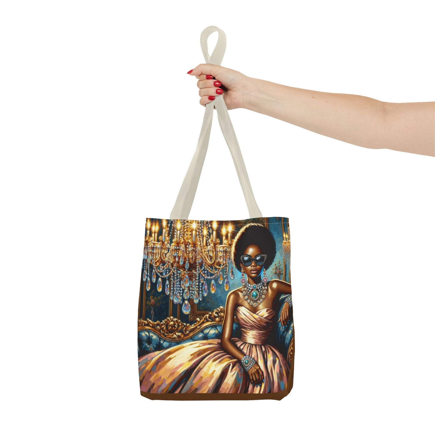Elegant Fashion Tote Bag, Chic Handbag for Women, Stylish Shopping Bag, Glamorous Gift for Her, Art Tote - Elegant Lady & Chandelier