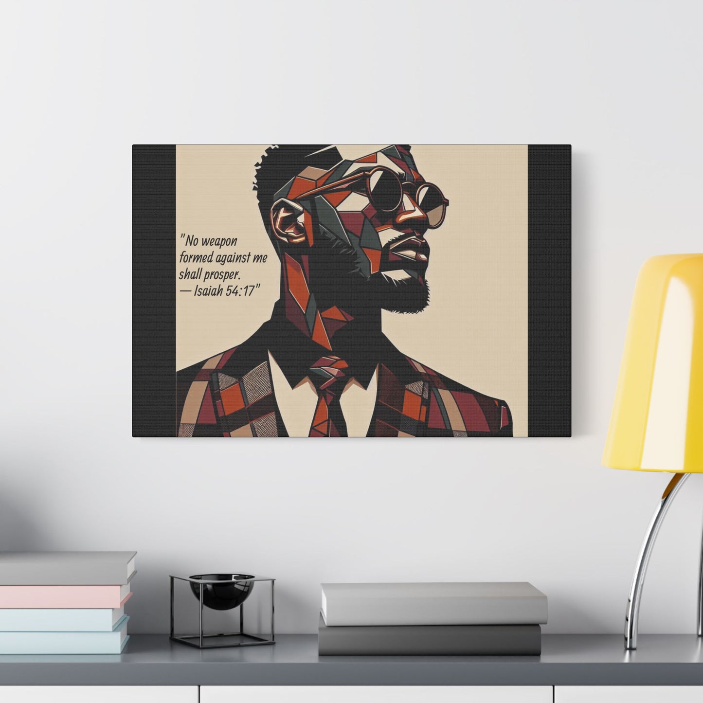 Afro Art Print Canvas, Wall Decor, Satin Stretched Canvas, African American Art, Office Decor, Home Decor - Isaiah 54:17