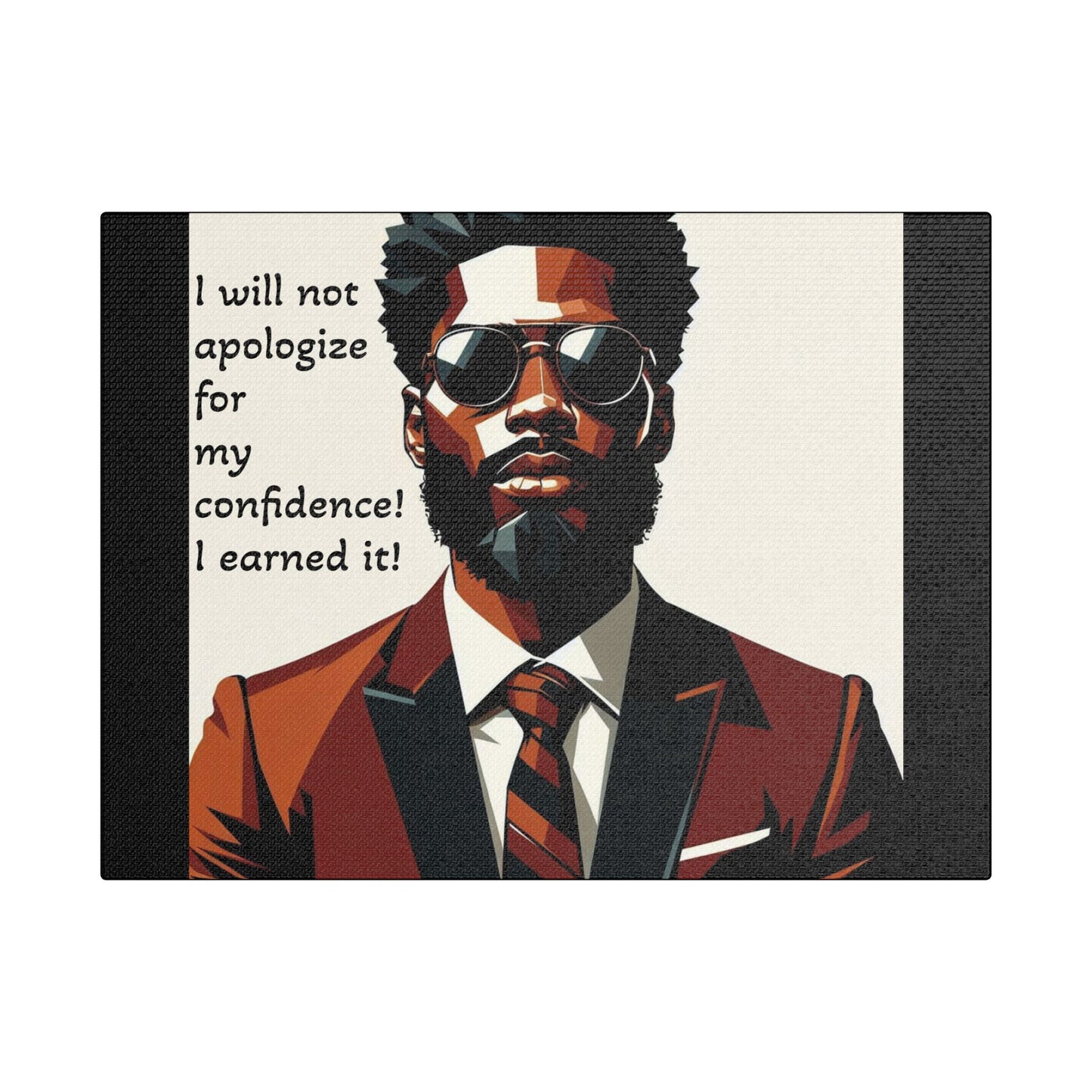Afro Art Print Canvas, Wall Decor, Satin Stretched Canvas, African American Art, Office Decor, Home Decor - Confident Man In Suit