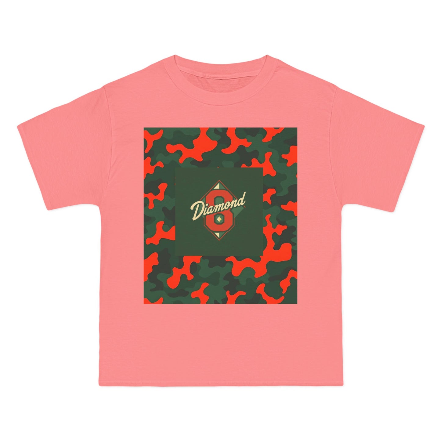 Camo Graphic Tee, Unisex, Trendy Streetwear, Stylish Summer Top, Perfect for Casual Outings - Green & Orange Camo Diamond 8