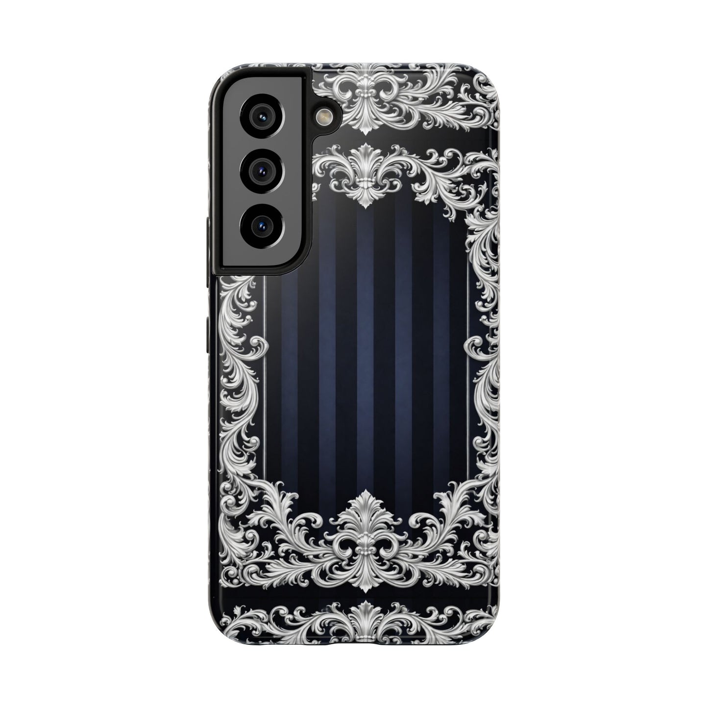 Navy Stripes & Baroque Tough Phone Case — Protective Decorative iPhone Case