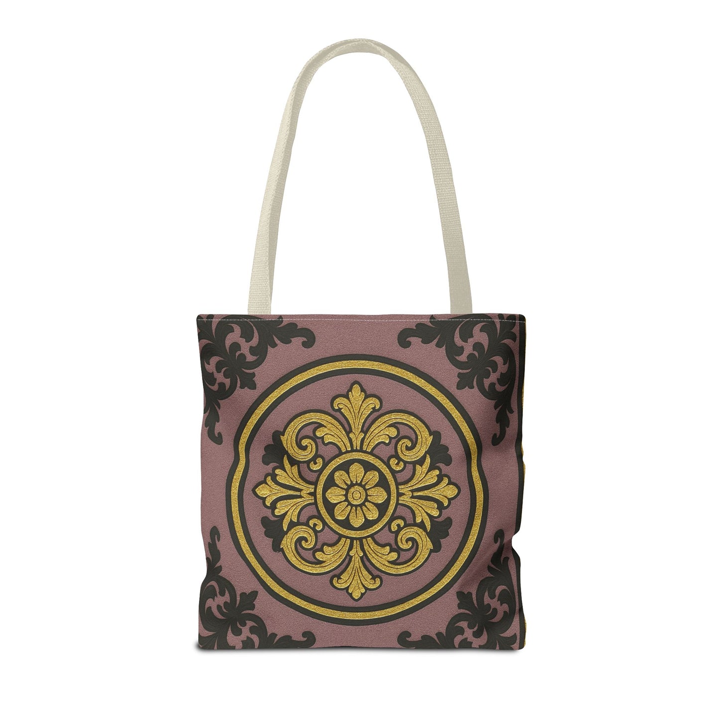 Elegant Gilded Mauve With Gold-Black Baroque Print Tote Bag, Reusable Shopping Tote, Gift for Her, Weekend Bag, Eco-Friendly Handbag