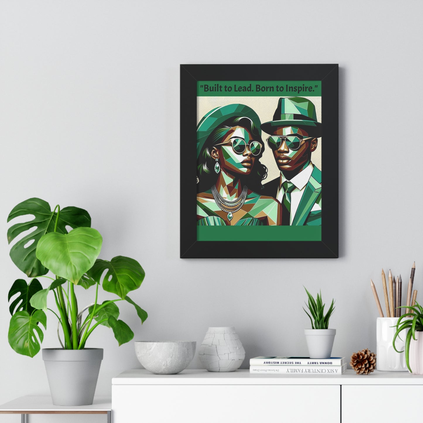 Stylish Framed Vertical Poster - Modern Art for Home Decor - "Built to Lead. Born to Inspire."