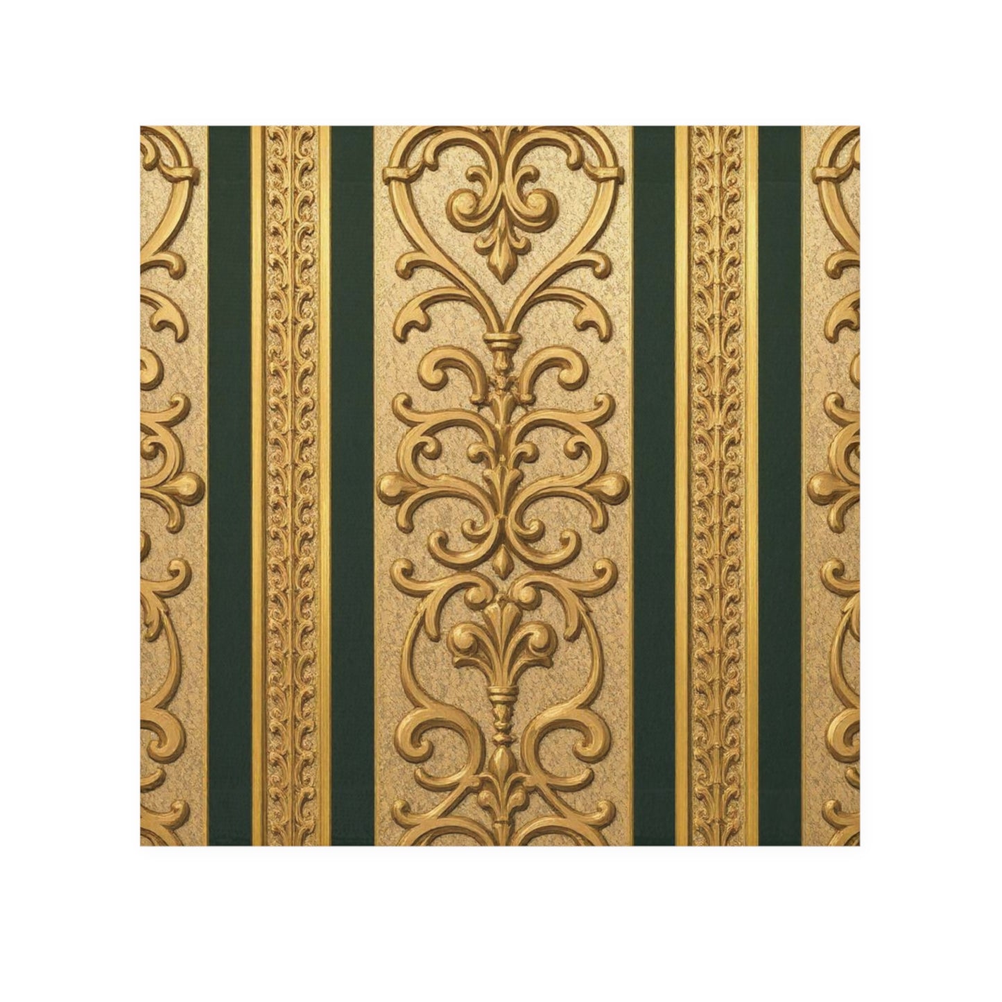 Luxurious Teal Striped Gold Baroque Face Towel, Elegant Bathroom Decor, Gift for Her, Spa Day Essential, Wedding or Home Use