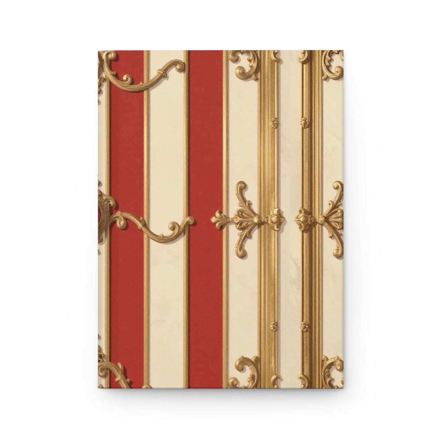 Elegant Striped Hardcover Journal - Decorative Alabaster & Dusk Orange Striped Baroque