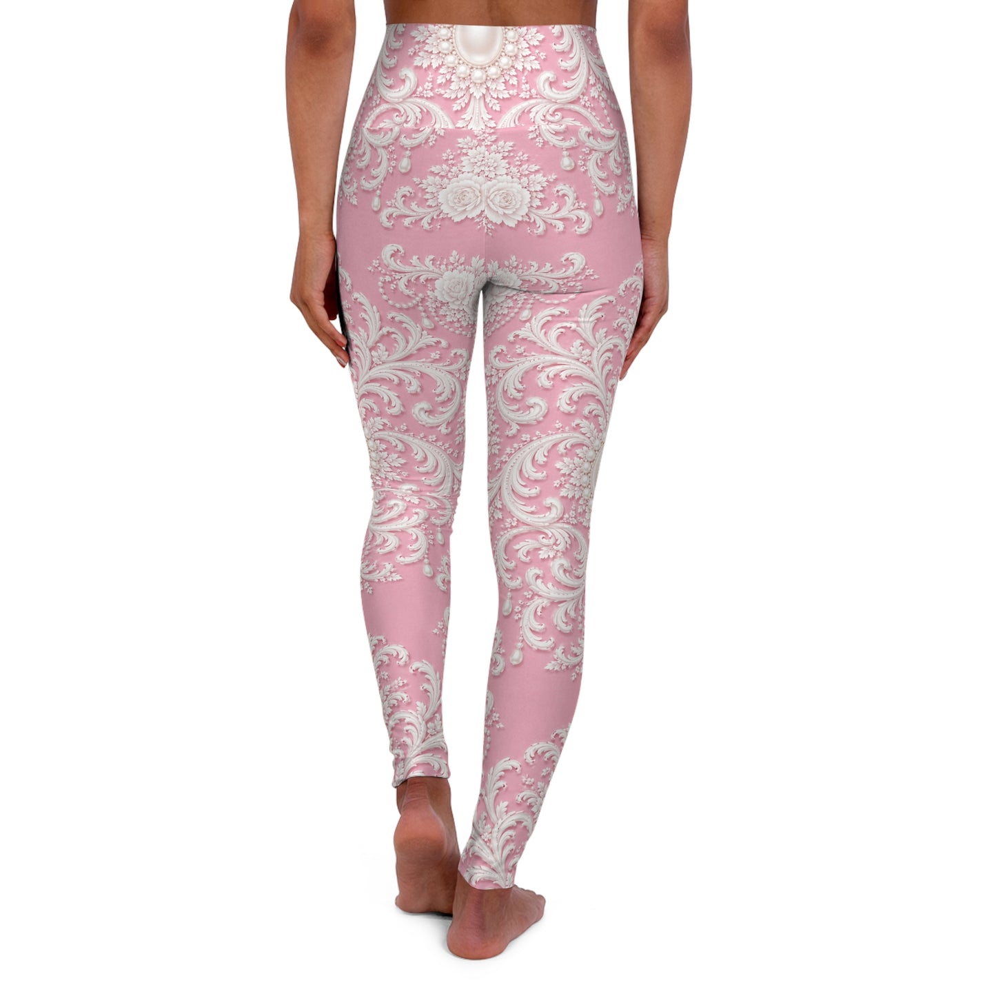 Pink Rococo All-Over Print High-Waisted Yoga Leggings