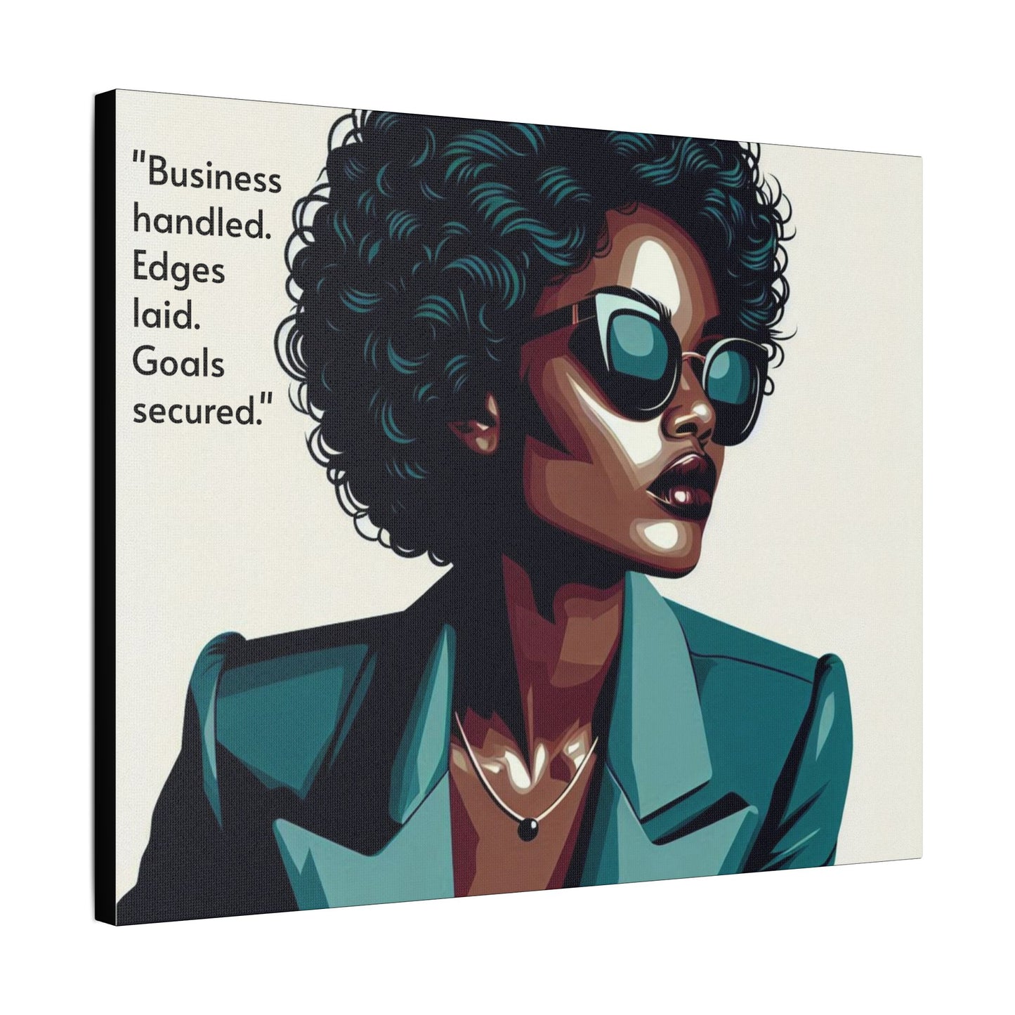 Afro Art Print Canvas, Wall Decor, Satin Stretched Canvas, African American Art, Office Decor, Home Decor - "Business handled."