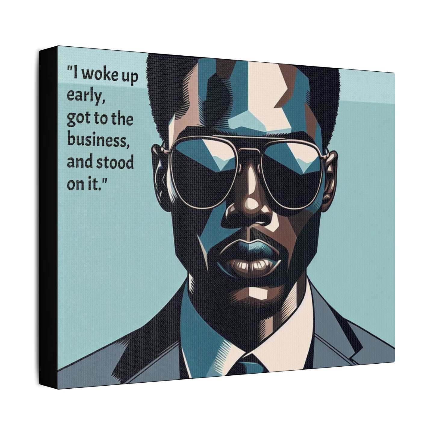 Afro Art Print Canvas, Wall Decor, Satin Stretched Canvas, African American Art, Office Decor, Home Decor - "I woke up early"