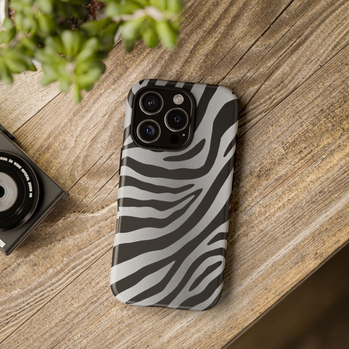 Zebra Print Tough Phone Case - Silver