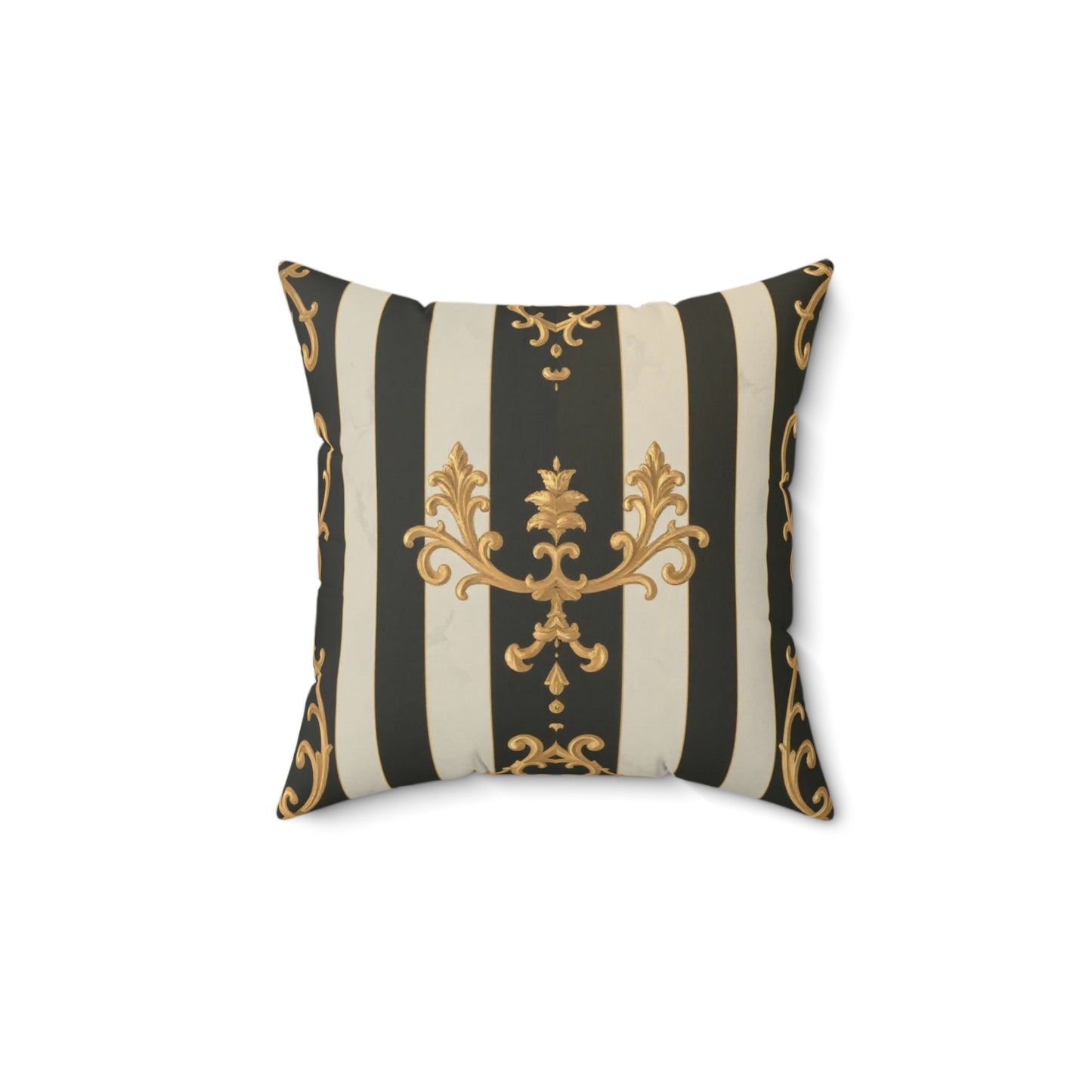 Elegant Black & Alabaster Striped Baroque Decorative Pillow, Modern Home Decor, Luxurious Cushion, Gifts for Housewarming, Living Room Accent