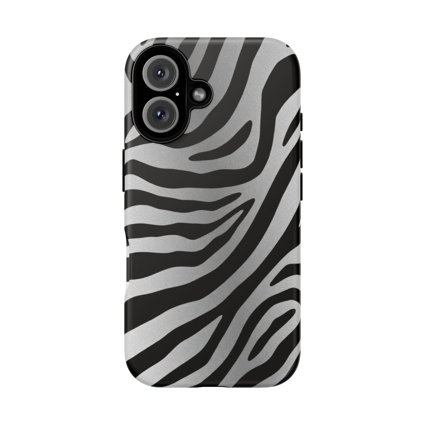 Zebra Print Tough Phone Case - Silver