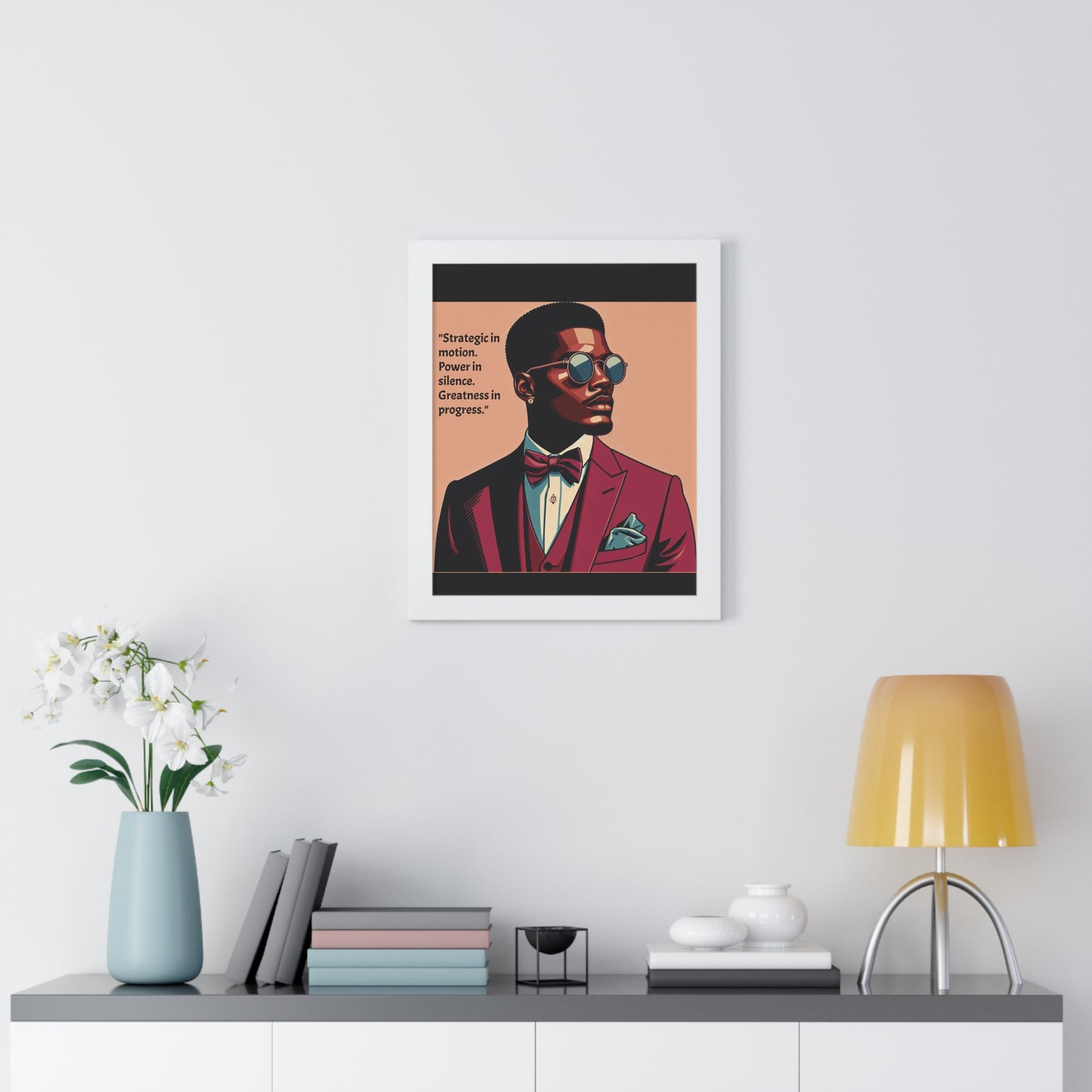 Stylish Framed Vertical Poster - Modern Art for Home Decor - "Strategic in Motion....."